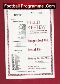Mangotsfield United v Bristol City 1974 - Signed Paul Cheesley - football programme