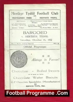 Merthyr Tydfil v Bargoed 1952 – Welsh League