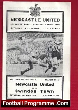 Newcastle United v Swindon Town 1965 - Signed - football programme