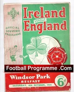 Northern Ireland v England 1956 – Windsor Park – Signed T Casey