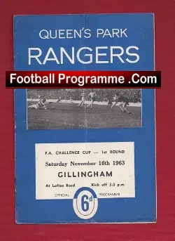 Queens Park Rangers v Gillingham 1963 - FA Cup - football programme
