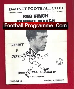 Reg Finch Tesimonial Benefit Match Barnet Football Club 1966