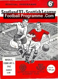 Scotland v Scottish League 1962 - Hampden - Pat Crerand - football programme