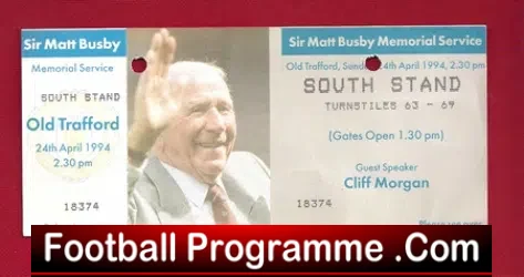 Sir Matt Busby Memoraial Service Ticket 1994 – Complete Ticket