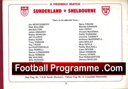 Sunderland v Shelbourne 1976 – Friendly Match