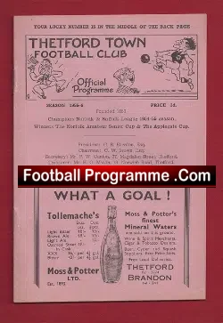 Thetford Town v Beccles 1956
