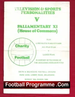 TV Sports Entertainers v Parliamentary XI 1980 – Signed