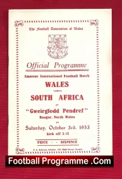 Wales v South Africa 1953 – Gweirglodd Pendref – Bangor