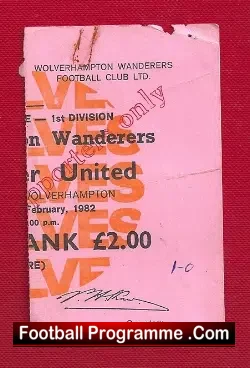 Wolves v Manchester United 1982 – Football Ticket