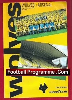 Wolves Wolverhampton v Arsenal 1992 - Pre Season Friendly - football programme