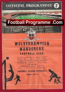 Wolves Wolverhampton v Bolton Wanderers 1957 - football programme
