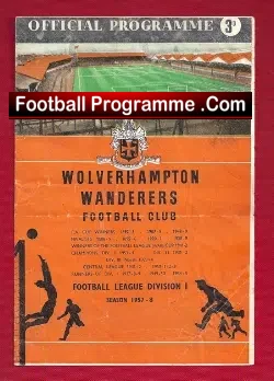 Wolves Wolverhampton v WBA 1958 - football programme