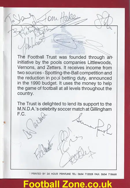 Eastenders v Gillingham Veterans 1990’s + Multi Autographed