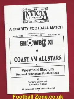 Showbiz XI v Coast AM Allstars 1990's + Multi Autographed