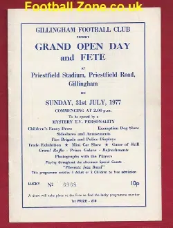 Gillingham Football Club Grand Open Day and Fete 1977 Signed
