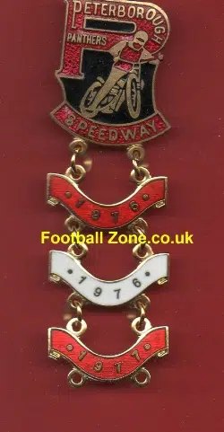 Peterborough Speedway Badge 1975 76 77 + Year Bars