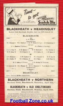 Blackheath v Headingly 1939