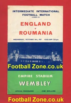 England v Romania 1957 - Under 23 at Wembley