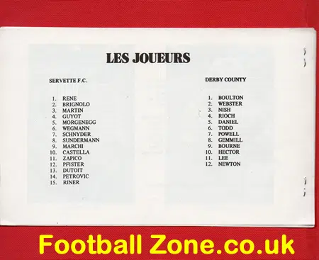 Servette v Derby County 1968 – UEFA Cup