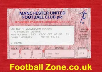 Manchester United v Blackburn Rovers 1993 - League Champions