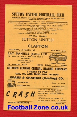 Sutton United v Clapton 1969