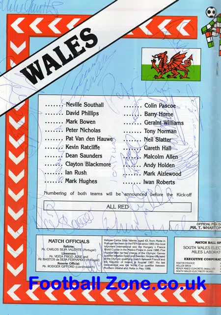 Wales v Germany 1989 - World Cup - Multi Autographed Both Teams