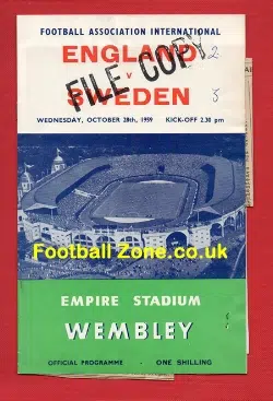 England v Sweden 1959 - A Genuine Wembley File Issue