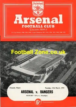 Arsenal v Glasgow Rangers 1955 – Friendly Match