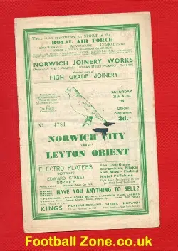 Norwich City v Leyton Orient 1951