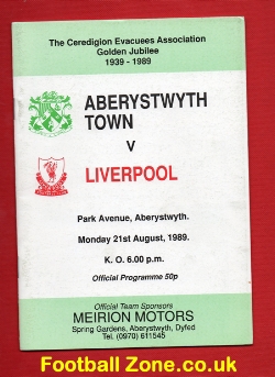 Aberystwyth Town v Liverpool 1989 – at Park Avenue