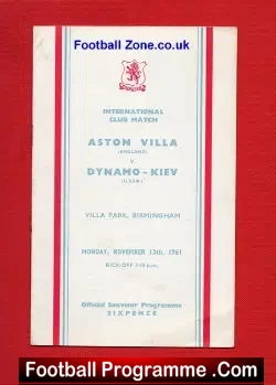 Aston Villa v Dynamo Kiev 1961
