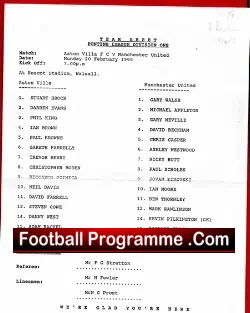 Aston Villa v Manchester United 1995 – Reserves – Paul Scholes
