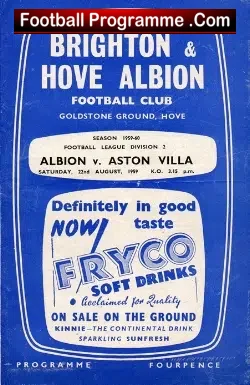 Brighton Hove Albion v Aston Villa 1959 – Signed
