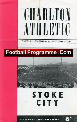 Charlton Athletic v Stoke City 1962 - football programme