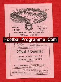 Chelmsford City v Colchester United 1948 – Cup Replay