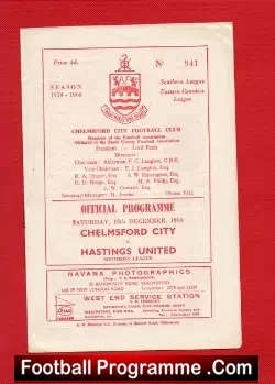Chelmsford City v Hastings United 1959
