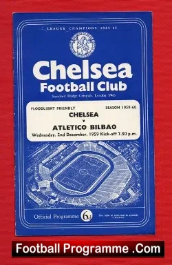 Chelsea v Atletico Bilbao 1959 - Floodlight Friendly Match - football programme