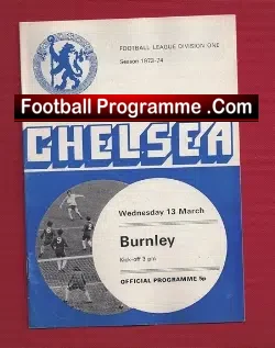 Chelsea v Burnley 1974 - football programme