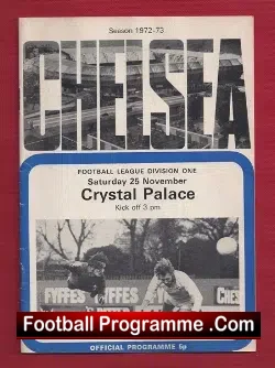 Chelsea v Crystal Palace 1972 - football programme