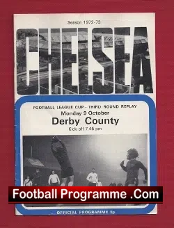 Chelsea v Derby County 1972 - Replay - football programme