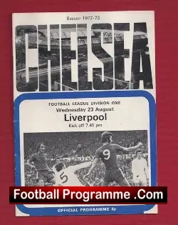 Chelsea v Liverpool 1972 - football programme