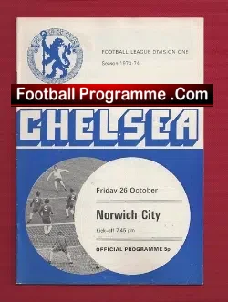 Chelsea v Norwich City 1973 - football programme