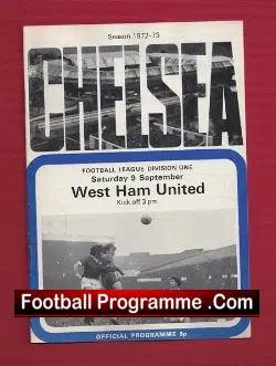 Chelsea v West Ham United 1972 - football programme