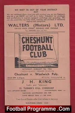 Cheshunt v Woolwich Polytechnic 1956