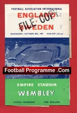 England v Sweden 1959 – A Genuine Wembley File Issue