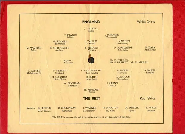 England v The Rest 1956 – Schoolboys Match at Swindon