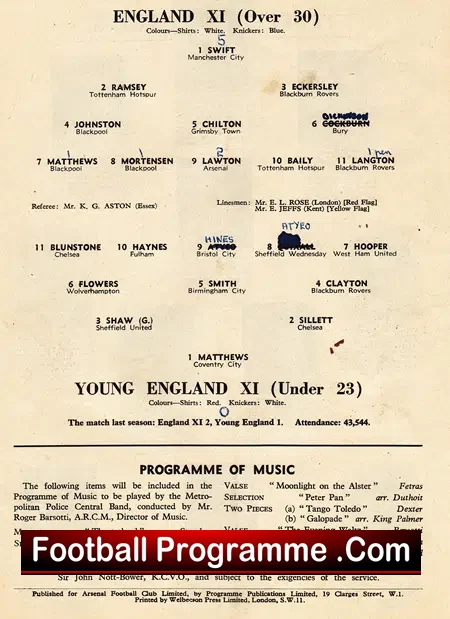 England v Young England 1955 – at Arsenal – Haynes
