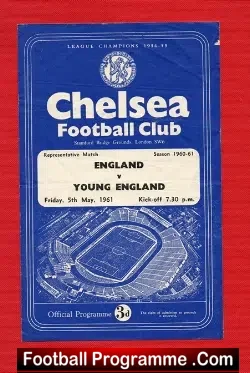 England v Young England 1961 - at Chelsea - Bobby Charlton - football programme