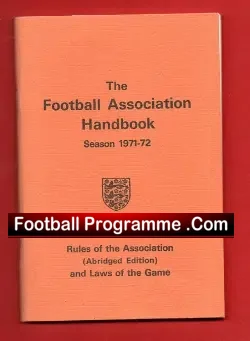 Football Association Rules Laws Handbook 1971 - 1972 - football memorabilia