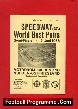 Germany World Speedway Best Pairs Semi Final 1976 Norden